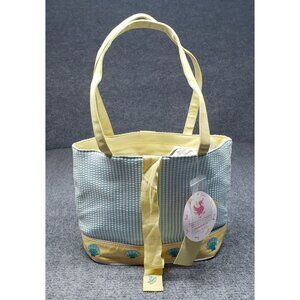 Quacker Factory Shoulder Bag Womens Light Blue Yellow Sea Shell Striped New